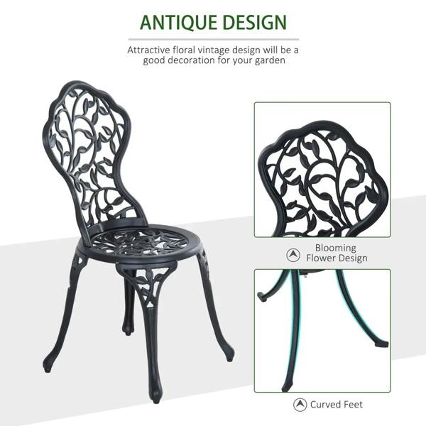 Black ornate lattice bistro chair and round table with vintage-style design
