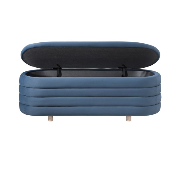 Ripple Storage Oval Ottoman - Blue