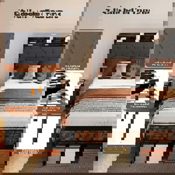 Levede Heavy Duty Bed Frame Metal Platform with Storage Headboard Single Double