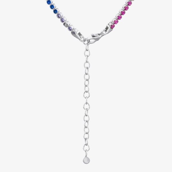 T. H. Baker Silver Rhodium Plated Multi Coloured Tennis Necklace 8.19.0240