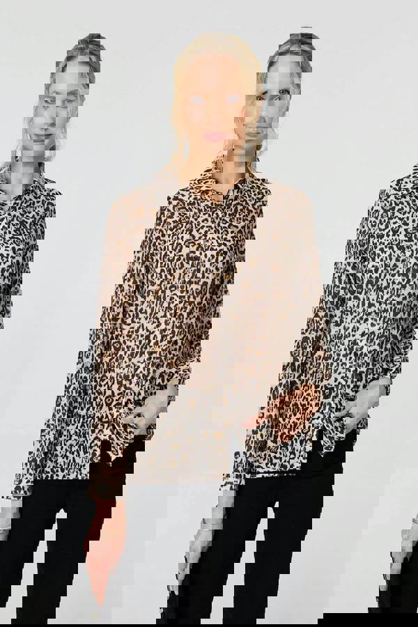 Brown | Animal Print Long Sleeve Shirt