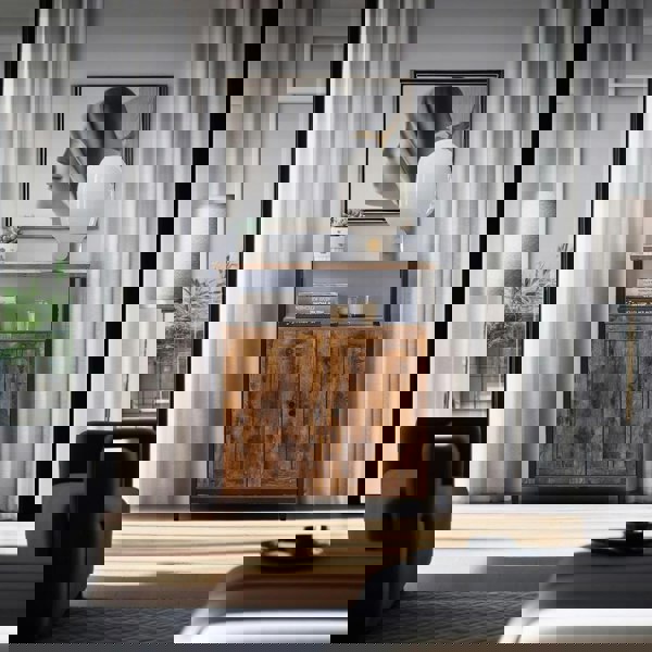 Modcraft Industrial Storage Cabinet with Slat Door and Adjustable Shelves - Rustic Brown