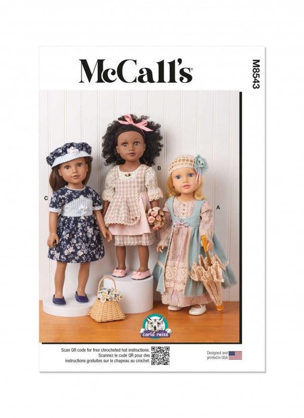 McCalls 8543 Paper Sewing Pattern – Doll Clothes, Size One Size, Intermediate