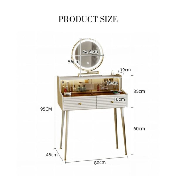 Thiago Narrow Mini Dressing Table For Small Corner, Cream-Rit Concept-Rit Concept