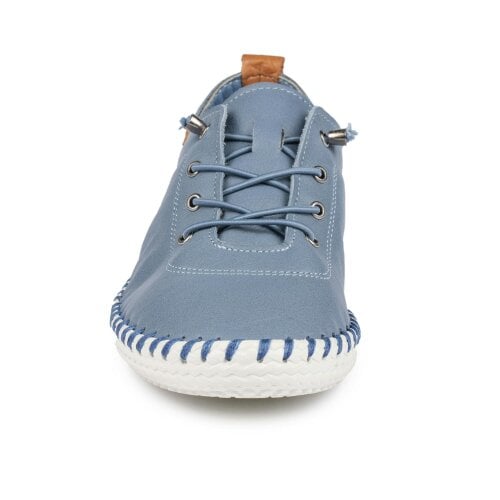 Lunar Women's St Ives Leather Plimsolls - Mid Blue