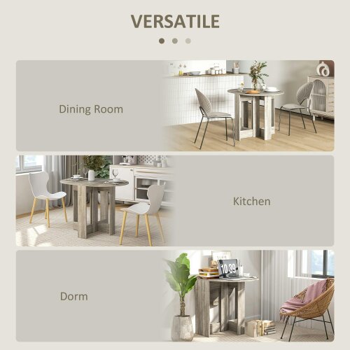 Wyld Haus Tase Wooden Grey Folding Drop Leaf Dining Table For Compact Spaces