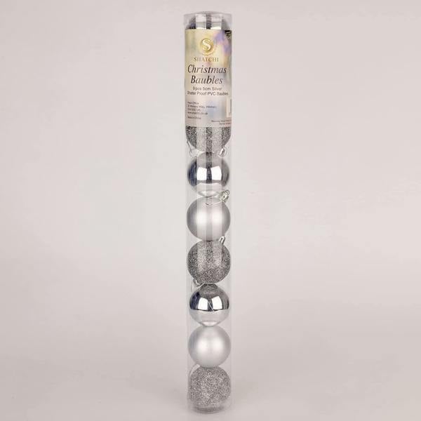 Silver Shatterproof Christmas Baubles Pack Sizes 9 or 18, 5cm Tree Decorations image 8