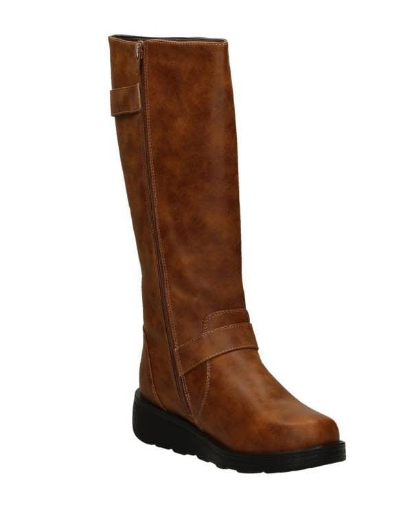 Spot On Ladies Spot On Buckle Detailed Wide Fit Knee High Boots F51202