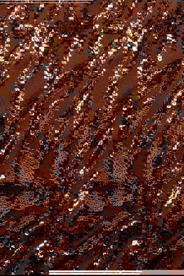 Sequin Leaf Long Sleeve Maxi Dress - Bronze DR4359