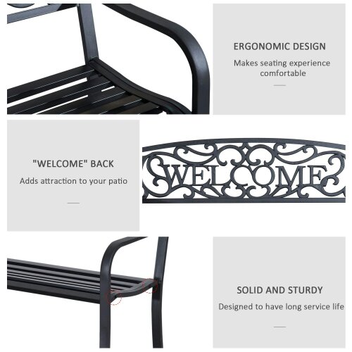 Wyld Haus Rolare 126cm Steel Black Outdoor Garden Bench
