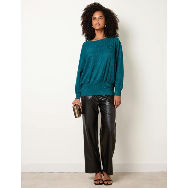 Blue Vanilla Rhinestone Batwing Top
