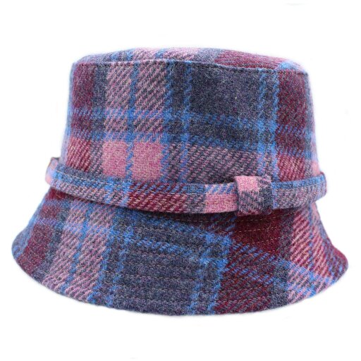 Heather Hats & Accessories Harris Tweed Wide Brimmed Bucket Hat, Cotton Lining, Outdoor Wear, ForgetMeNot Pink
