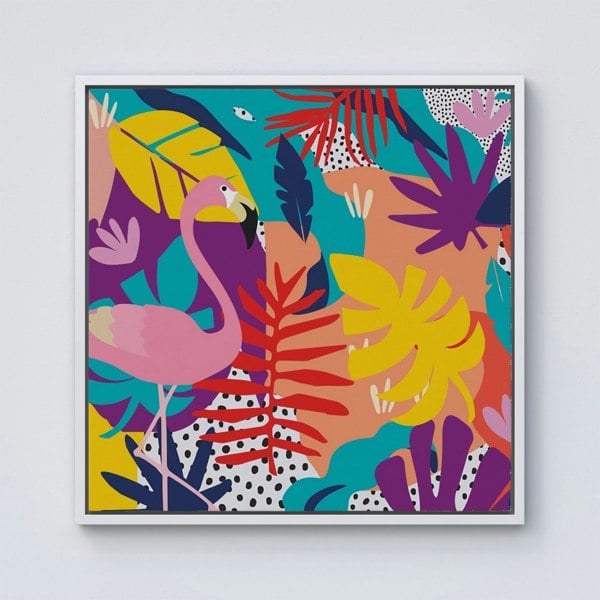 Warren Reed Tropical Flamingoes Framed Canvas