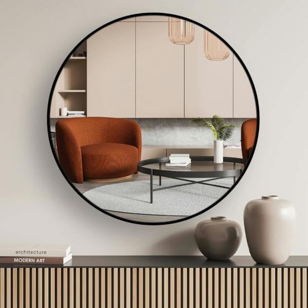 Nielsen Jaron Round Aluminium Wall Mirror - Black