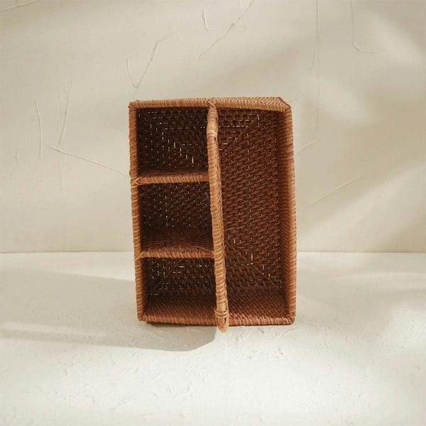 Rattan Condiment and Cutlery Basket Holder - Coastal Villa Homeware