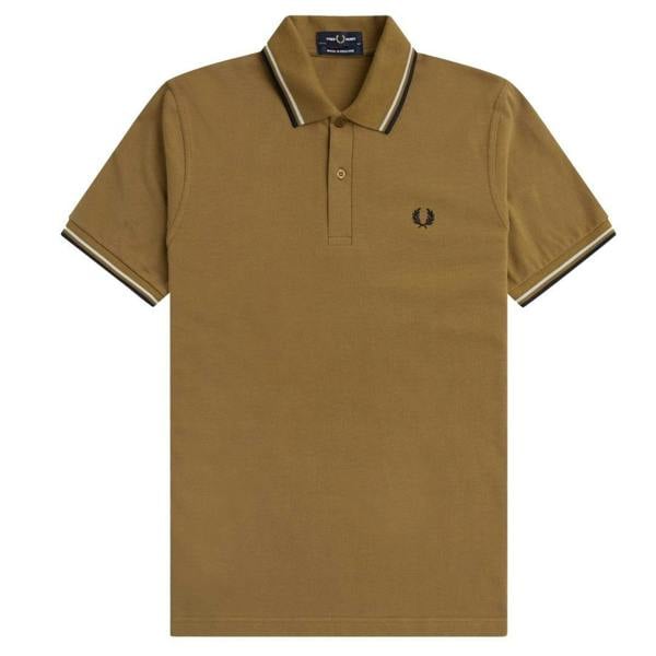 Fred Perry Mens Double Tipped Collar Polo Shirt - Brown - 