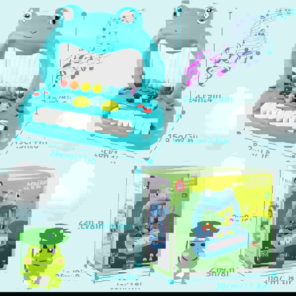 deAO Toys Blowing Ball Frog Piano Toy for Toddlers, Educational Musical Keyboard with Lights & Sounds