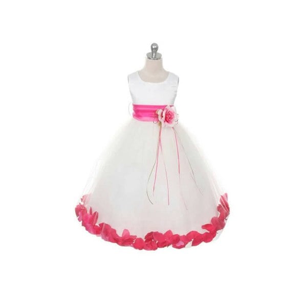 Kenza flower girl dress with Fuchsia Pink Petal Colour and Sash