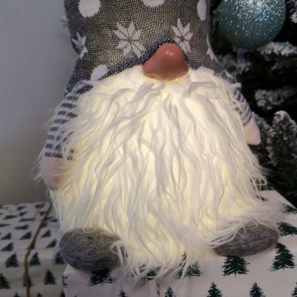 Samuel Alexander 56cm Battery Operated Light Up Christmas Standing Gonk Decoration in Grey