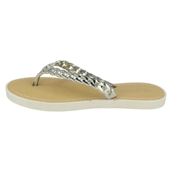 Savannah Ladies Savannah Toe Post Sandals With Upper Detailing