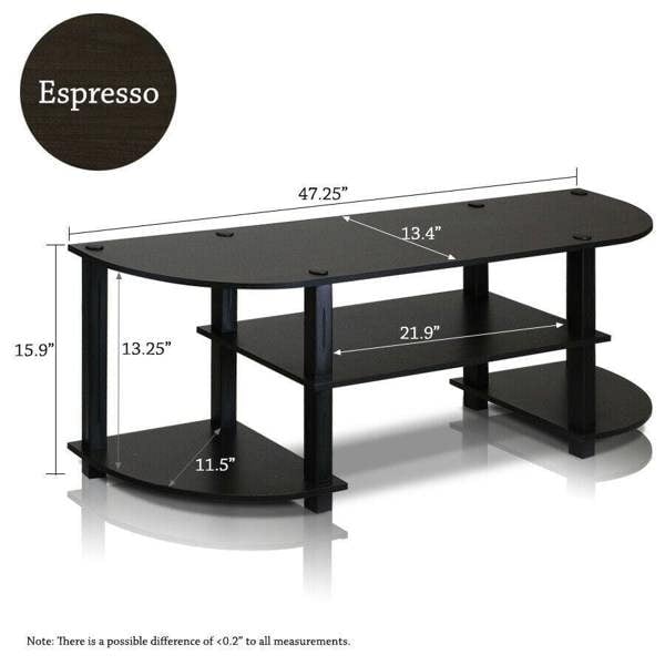 WALPLUS Modern Furniture Piece for Stylish and Functional Home Use | 11058EX/BK Turn S Tube Wide TV Entertainment Center, Espresso/Black