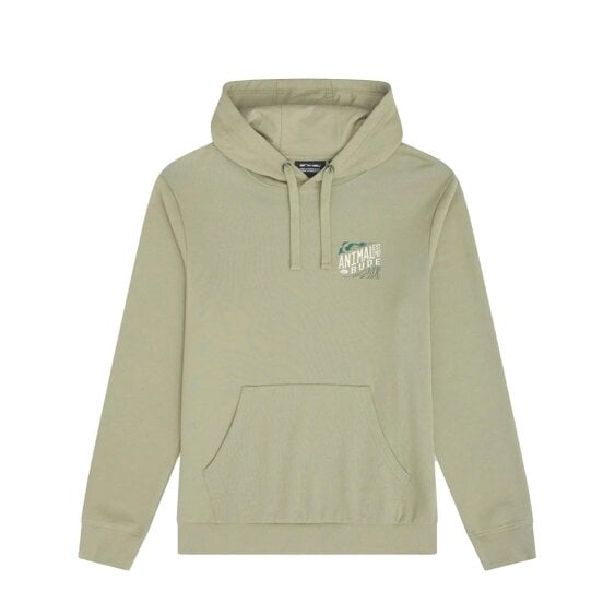 Animal Mens Bude Graphic Print Organic Cotton Hoodie - Khaki Green