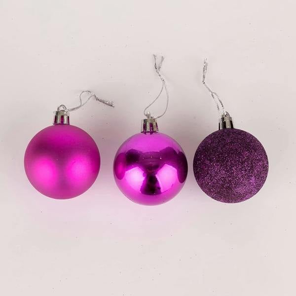 Purple Shatterproof Christmas Baubles 5cm Mixed Finish Pack Sizes for Tree Decorations image 1
