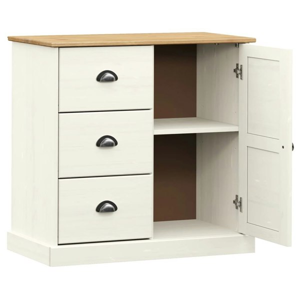 Berkfield Sideboard with Drawers VIGO 78x40x75 cm White Solid Wood Pine