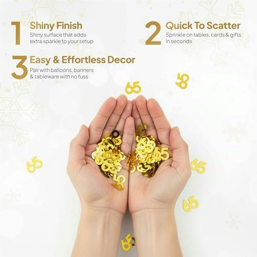 65th Birthday Gold Foil Metallic Confetti Table Decoration Pack for Party Displays and Celebrations image 7