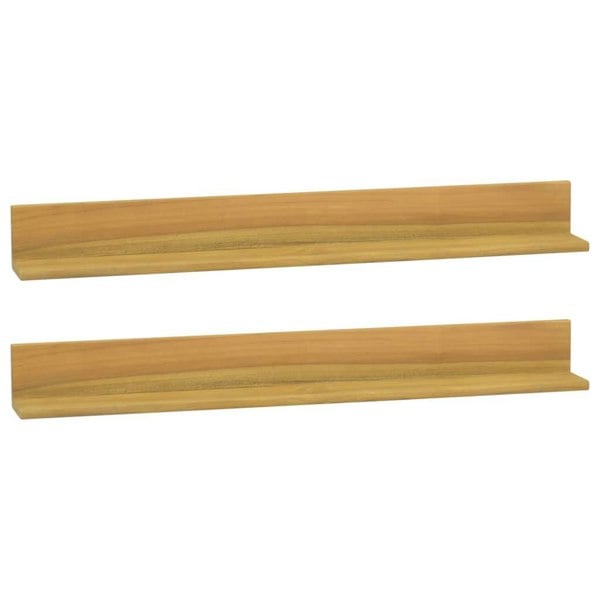 Berkfield Wall Shelves 2 pcs 90x10x10 cm Solid Wood Teak