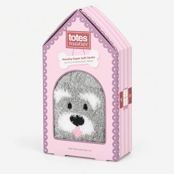 Totes NOVELTY SUPER SOFT SLIPPER SOCKS Slipper Socks Dog Slipper Socks   in  Pink