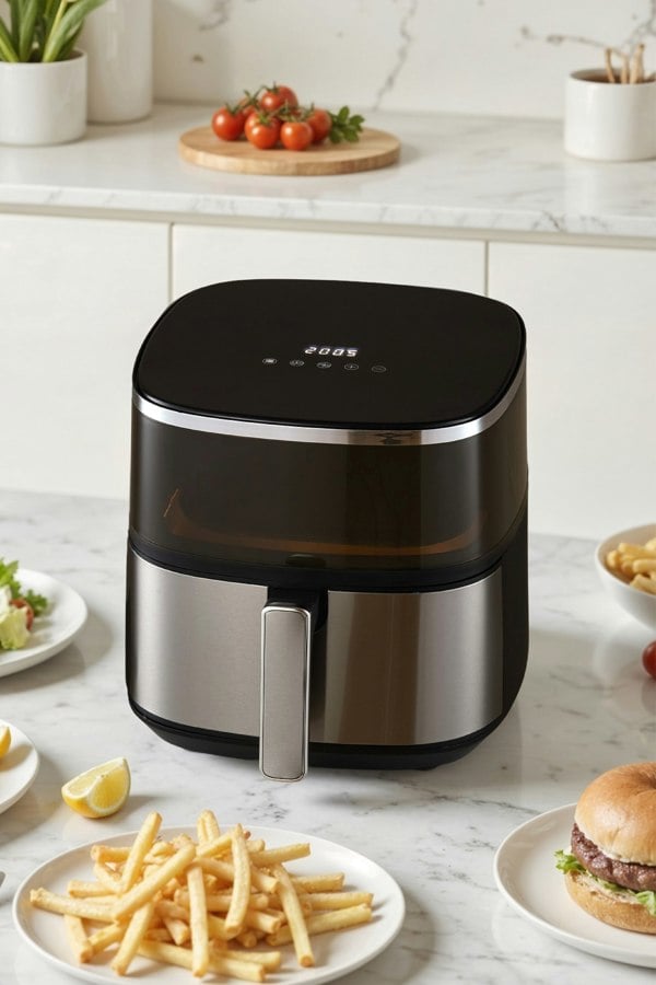 Living and Home 6L Visible Air Fryer Oven Roaster with Smart Touch Display, Adjustable Temp, Timer Function