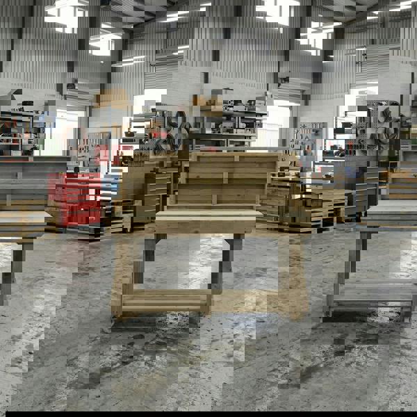 Arbor Garden Solutions Indoor/outdoor workbench, pressure treated bench with back panel and wheels