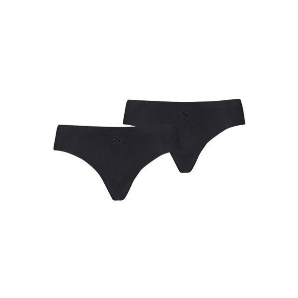 Puma 2-Pack Microfibre Seamless Low-Rise Strings, Black