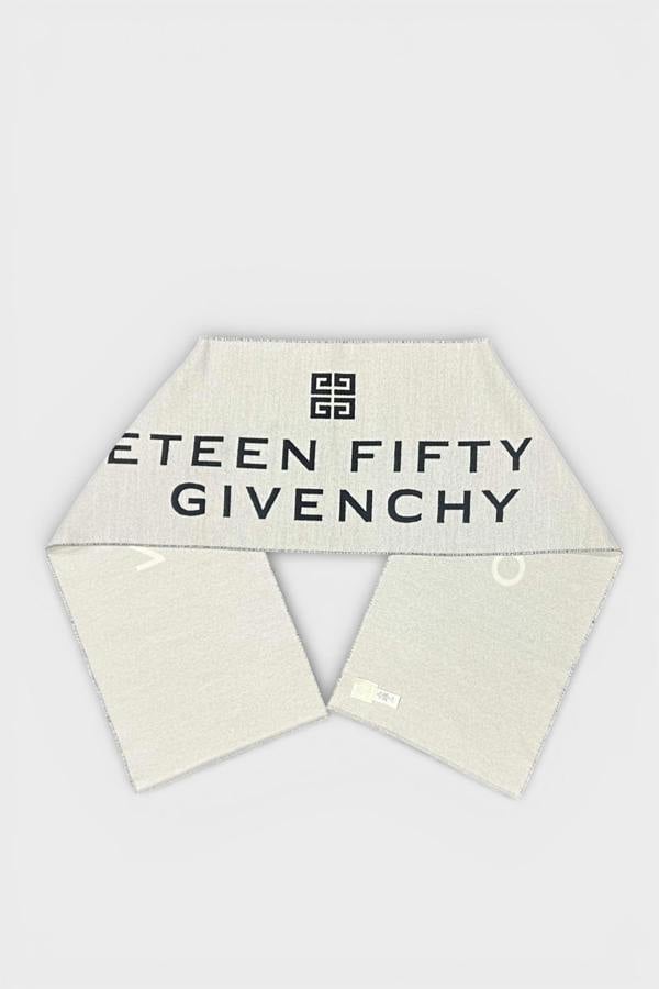 Givenchy Date Logo Print Wool Scarf Grey