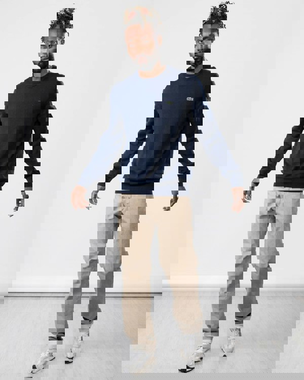 Lacoste Mens Organic Cotton Crew Neck Sweater - Navy Blue 166