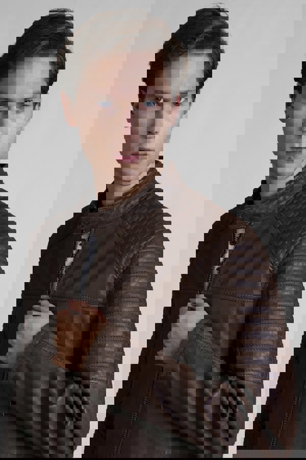 Brown Smart Zip-Up Genuine Leather Biker Jacket