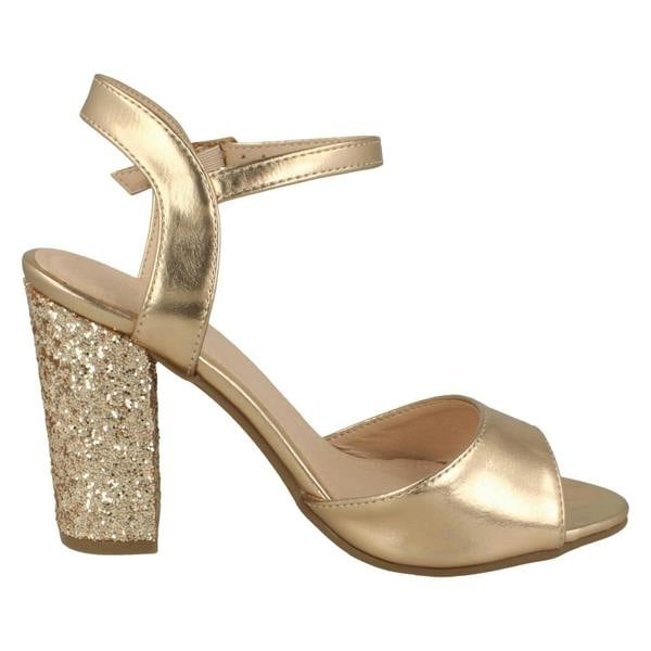 Spot On Ladies Spot On Blocked Glitter Heel Sandals F10919