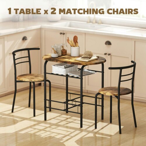 Wyld Haus Vespa Rustic Brown Compact 3 Piece Dining Table And Chair Set