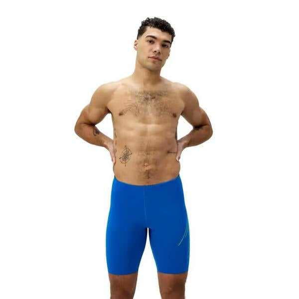 Royal blue Speedo Hyperboom Placement swim jammer with white stripe