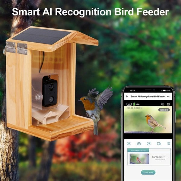 Callow Retail Wooden Bird Feeder with AI Bird Detection Camera