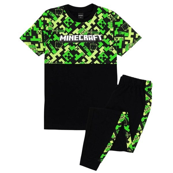 Minecraft Boys Gamer Long Pyjama Set - Black/Green