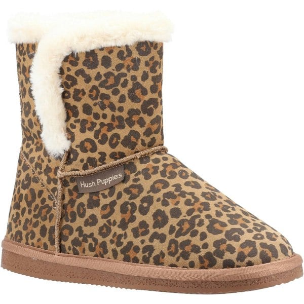 Hush Puppies Womens/Ladies Ashleigh Leopard Print Suede Slipper Boots - Brown