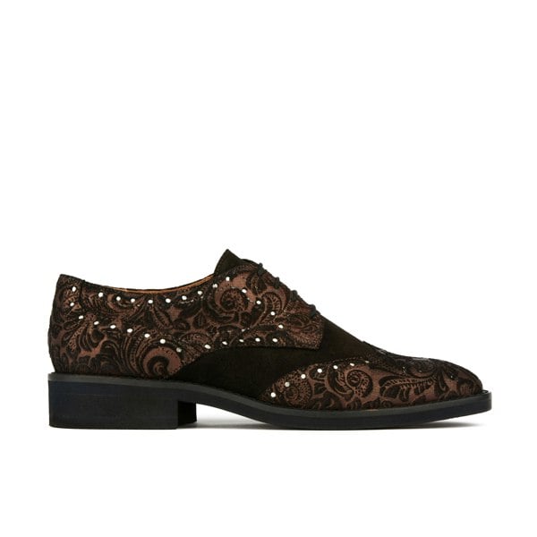 Embassy London Eton - Burgundy Emboss - Women's square toe leather lace-up with classic broguing