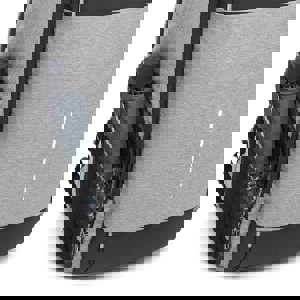 Gray backpack with water bottle holder on a white background best travel laptop backpack multi-functional