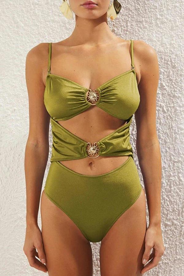 WOVCOR Cut Out Detail Strapless Regular Swimsuit