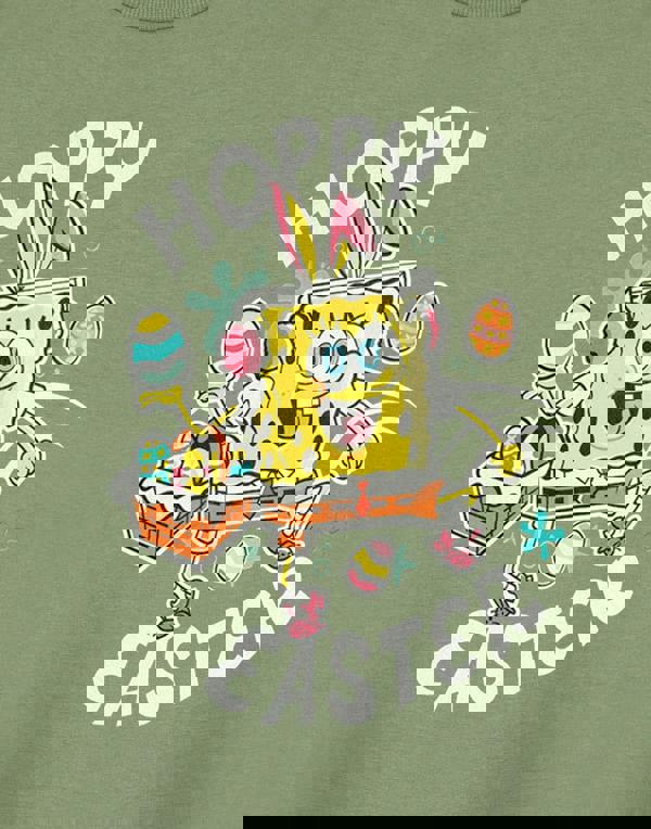 SpongeBob SquarePants Unisex Kids Green Hoppy Easter Short Sleeved T-Shirt