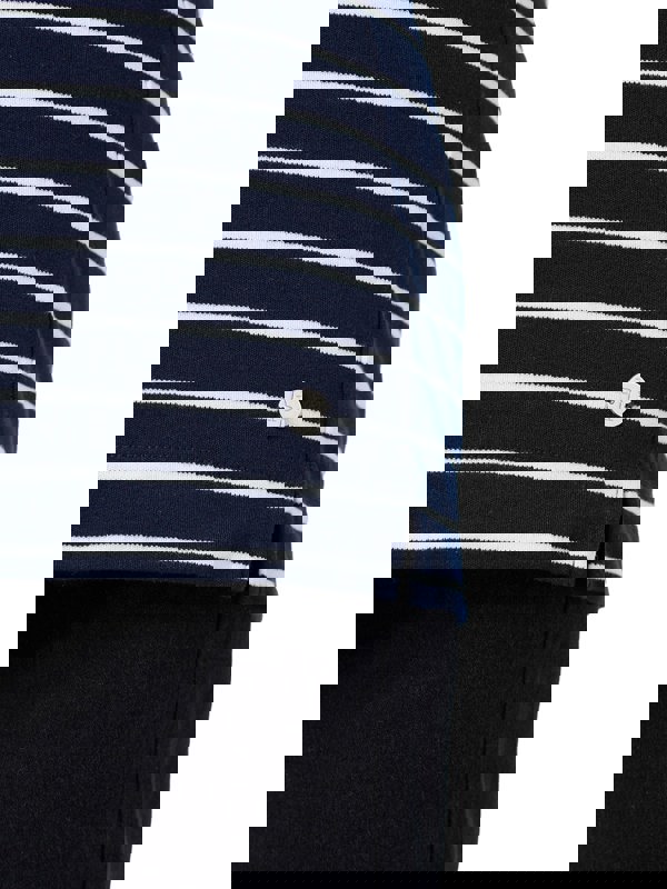 PennyPlain Round Neck Striped Top - French Navy