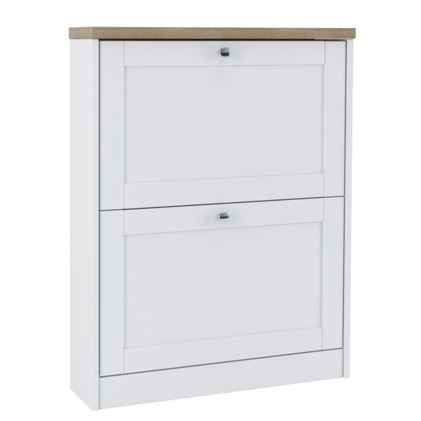 Dorel Home HEIDE Shoe Chest 2 flap White Sonamic Oak