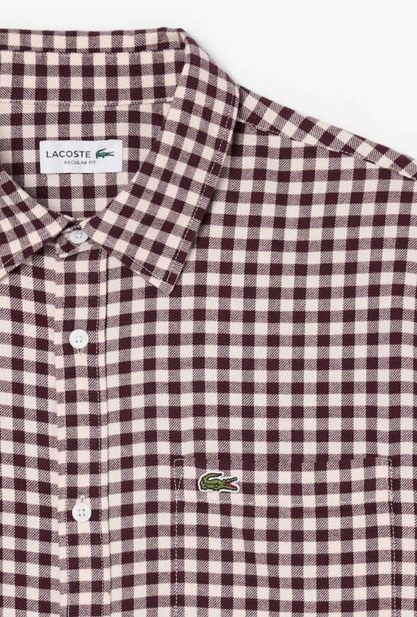 Lacoste Regular Fit Small Plaid Flannel Shirt